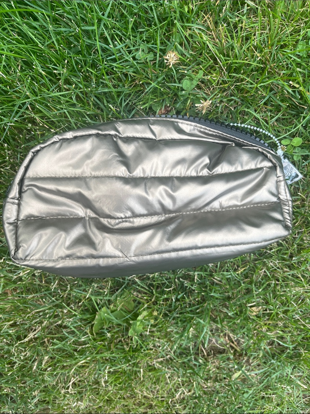 Think Royln Metallic Gray Quilted  new Pouch -
